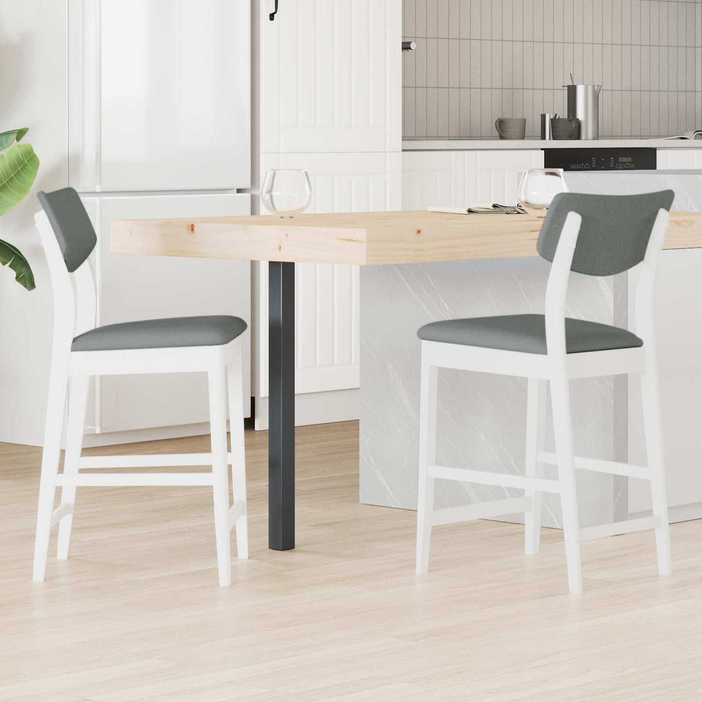 Spisestoler 2 pcs Hvit 48 x 49 x 95 cm Solid Gummitre vidaXL