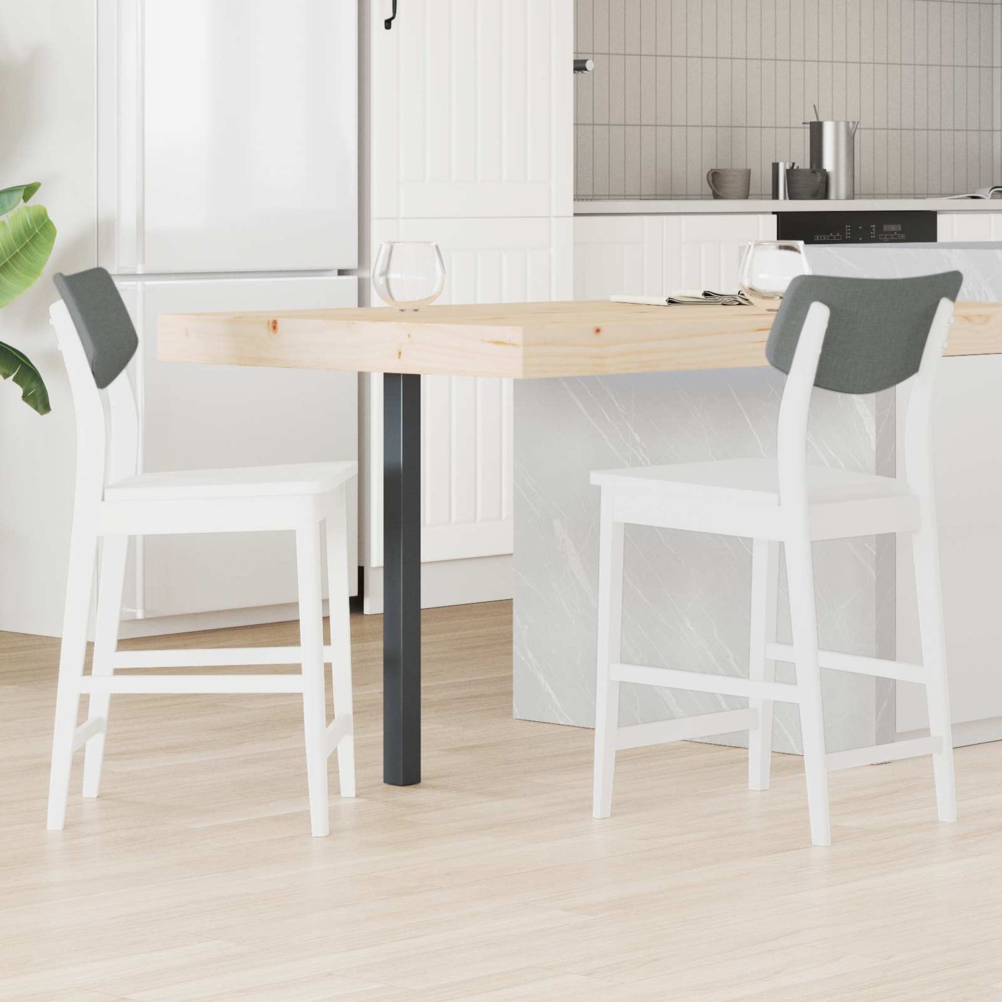 Spisestoler 2 pcs Hvit 48 x 49 x 95 cm Solid Gummitre vidaXL