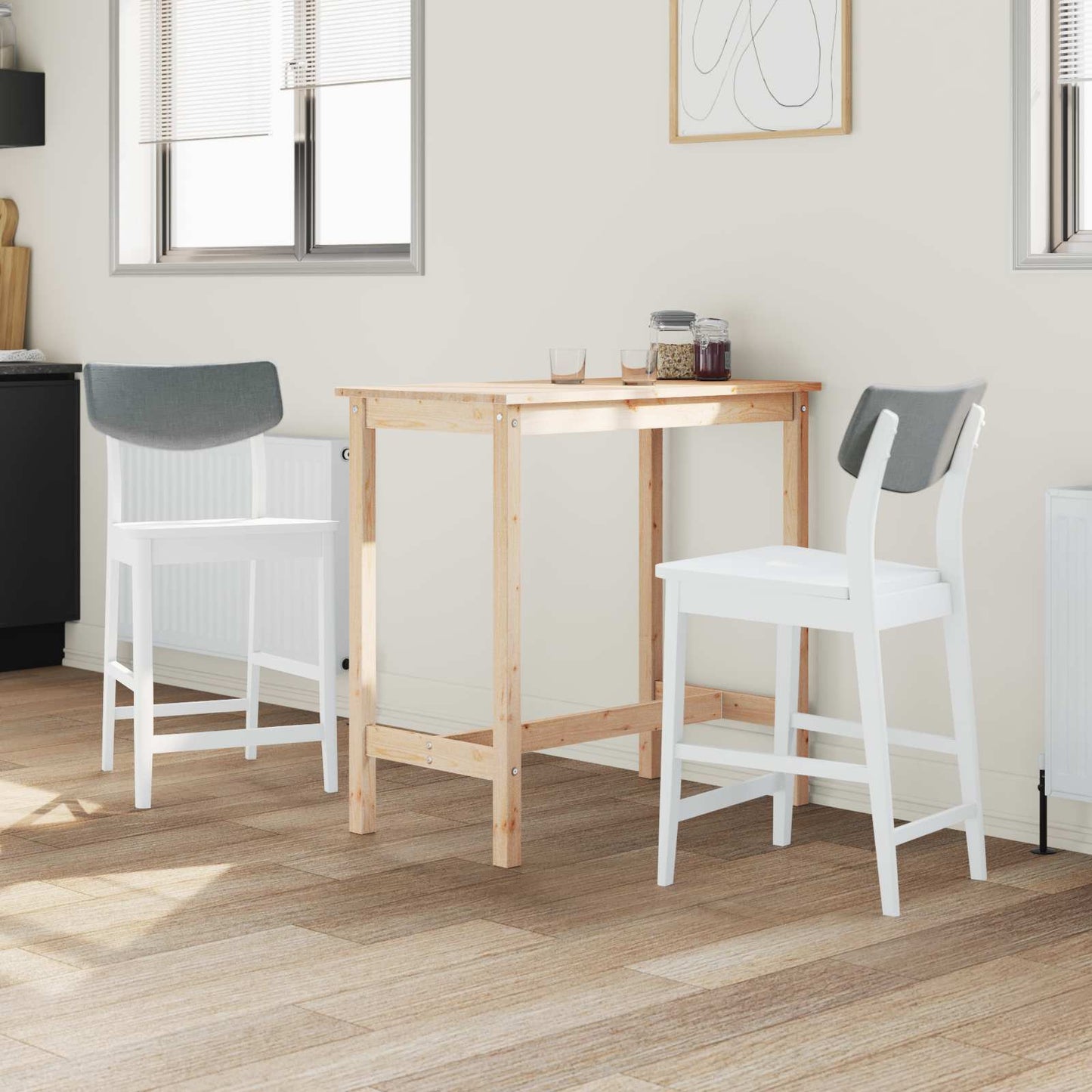Spisestoler 2 pcs Hvit 48 x 49 x 95 cm Solid Gummitre vidaXL