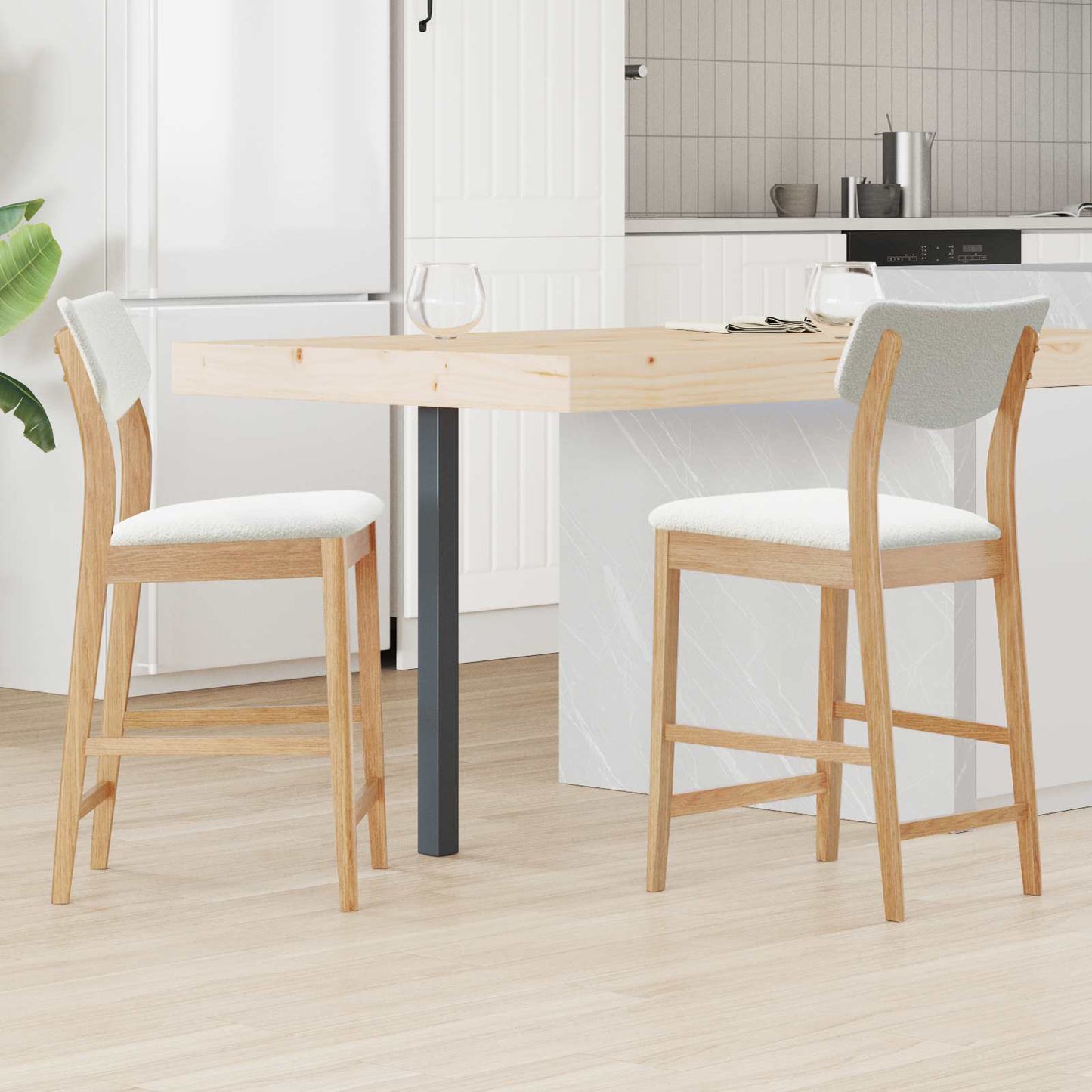 Spisestoler 2 pcs Naturlig 48 x 49 x 95 cm Solid Gummitre vidaXL
