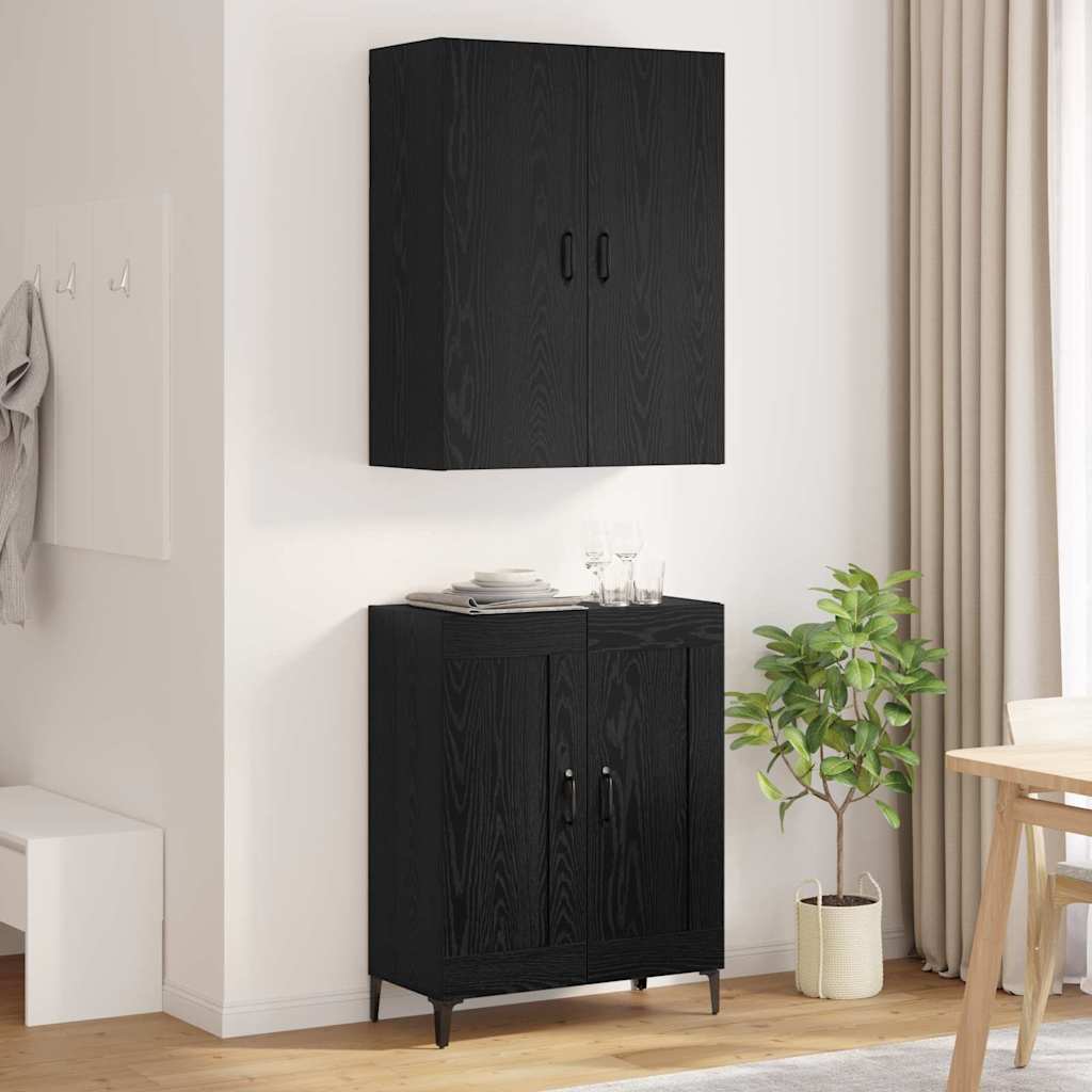 Høyskap Svart Eik 69,5 x 34 x 180 cm Konstruert tre