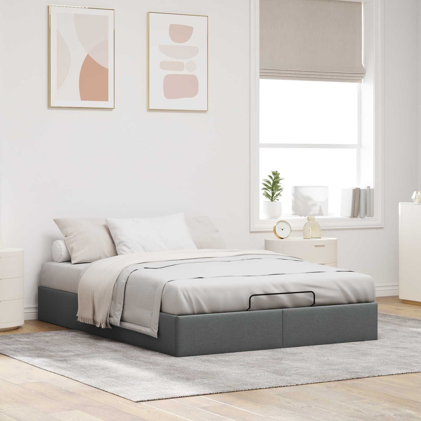 Ottoman sengeramme Mørkegrå 153 x 203 cm Stoff