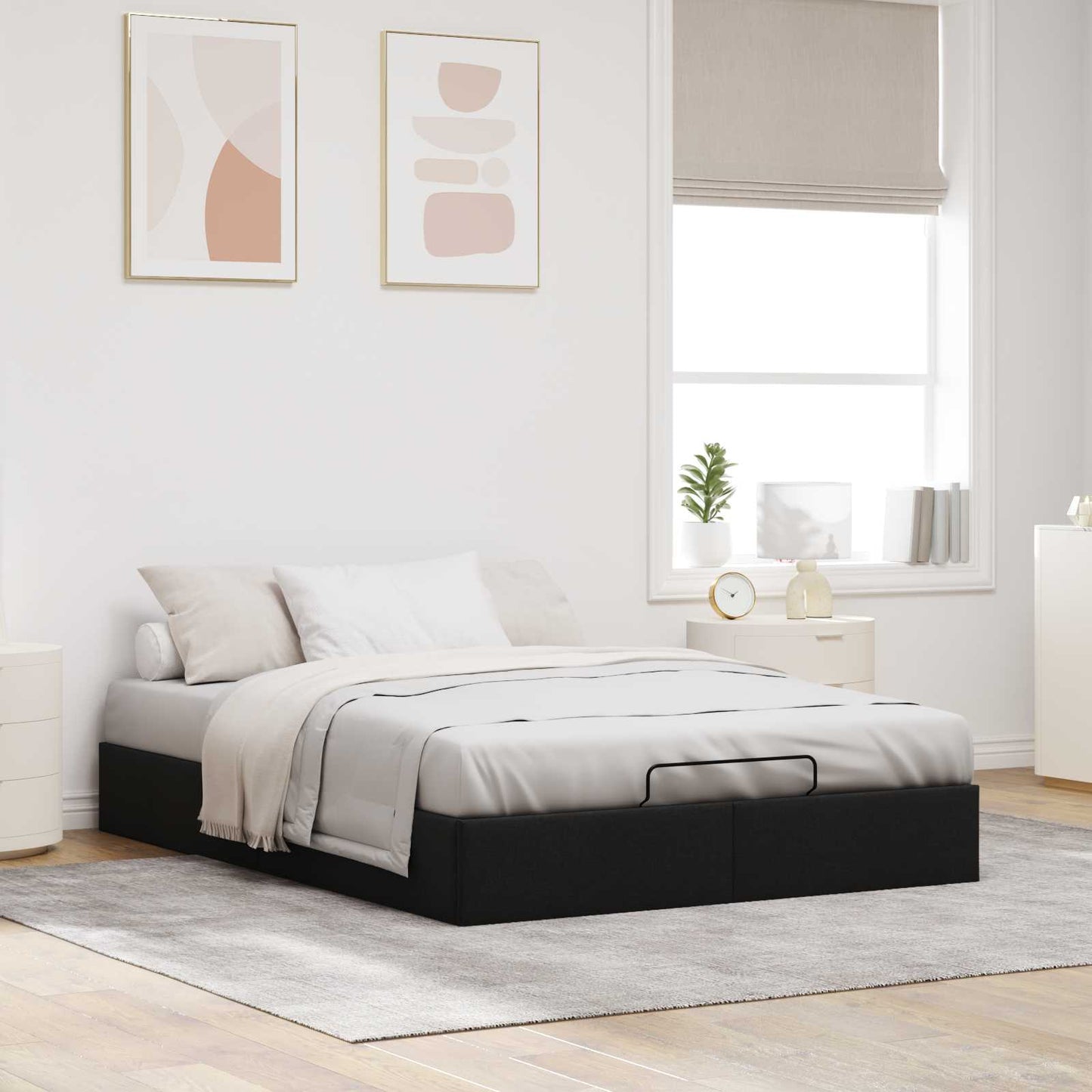 Ottoman sengeramme Svart 153 x 203 cm Stoff