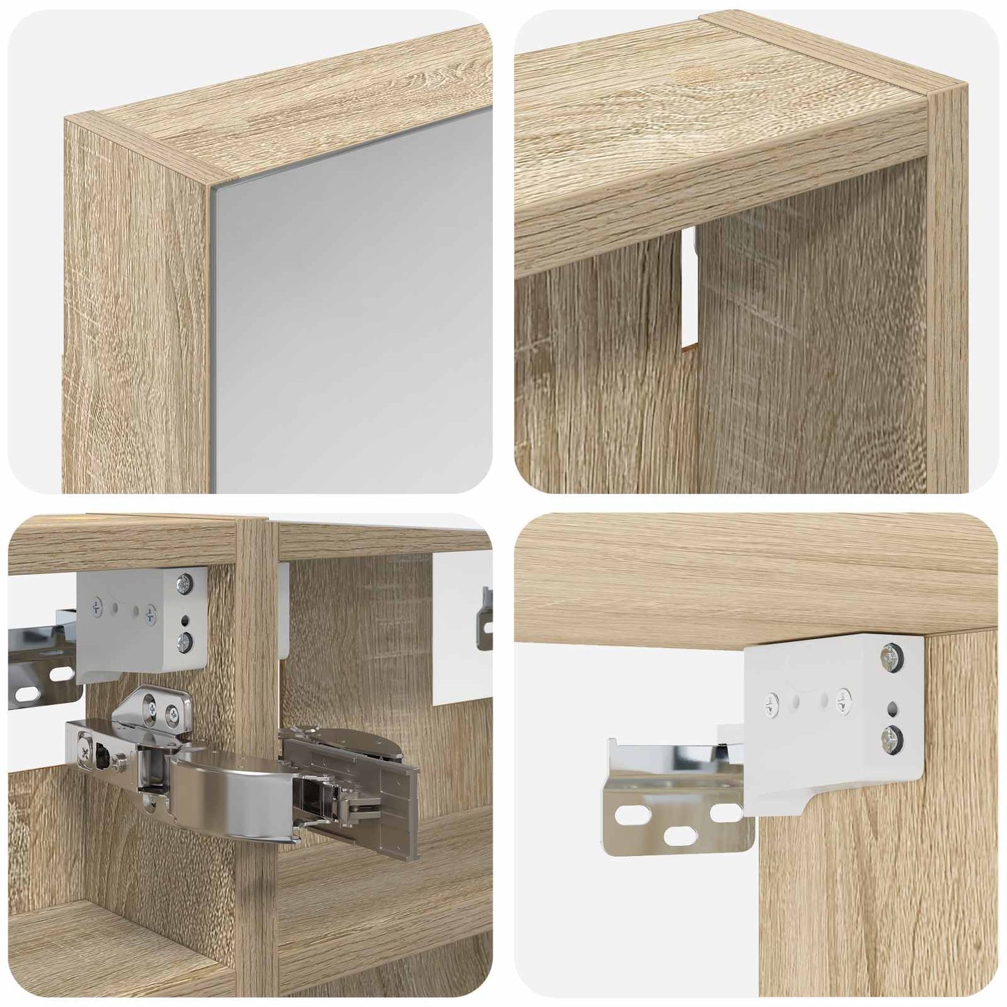 Baderomsskapsett med dør 3 pcs 80 x 10,5 x 50 cm Konstruert tre
