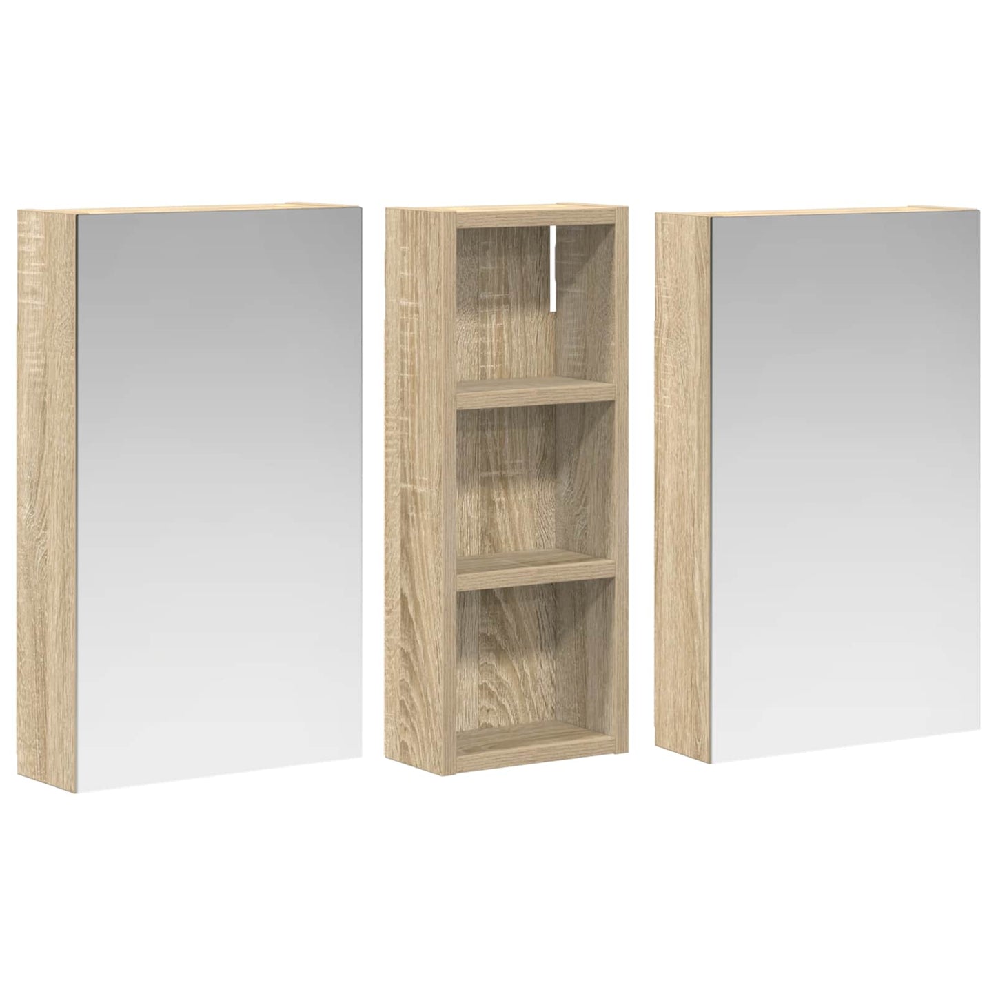Baderomsskapsett med dør 3 pcs 80 x 10,5 x 50 cm Konstruert tre