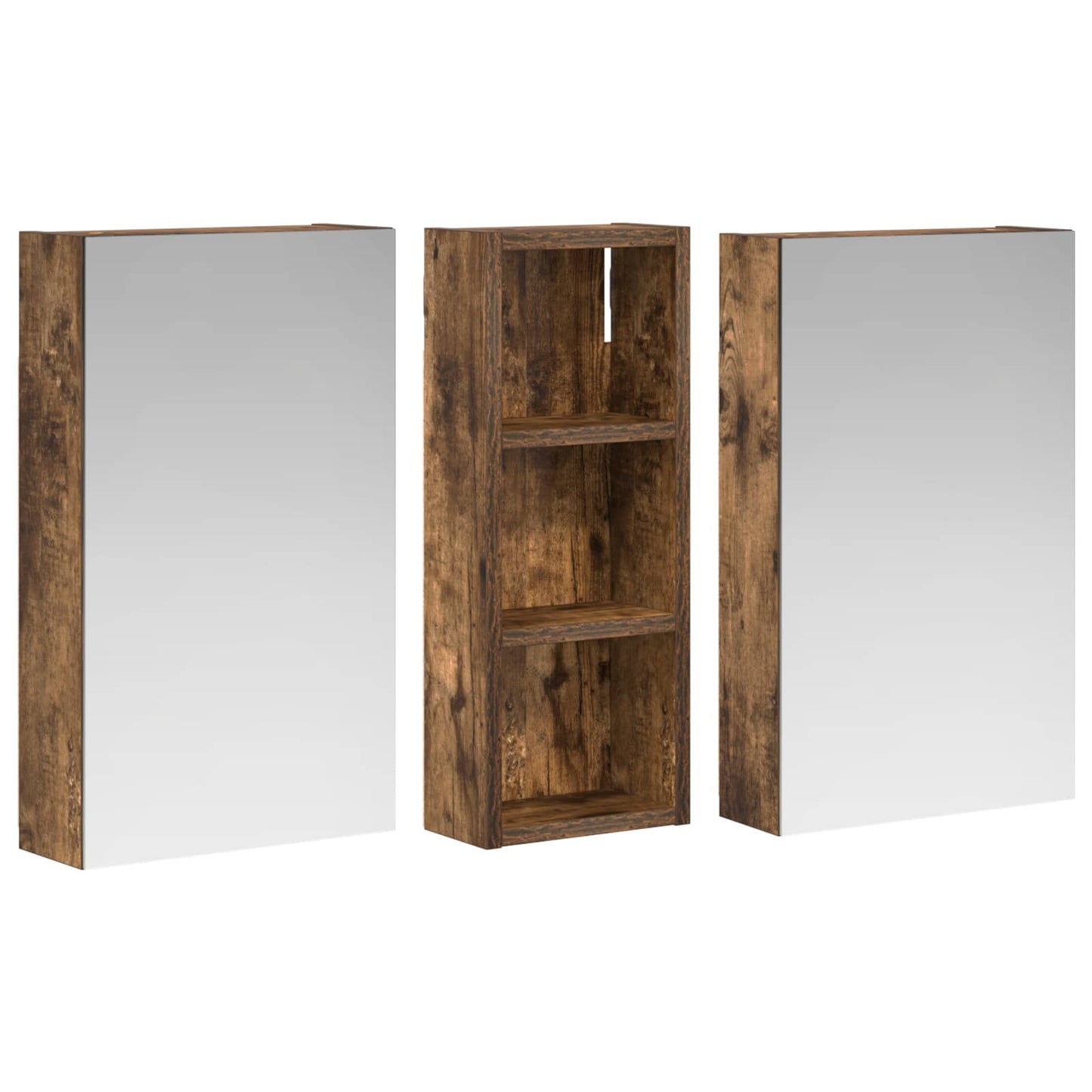 Baderomsskapsett med dør 3 pcs 80 x 10,5 x 50 cm Konstruert tre