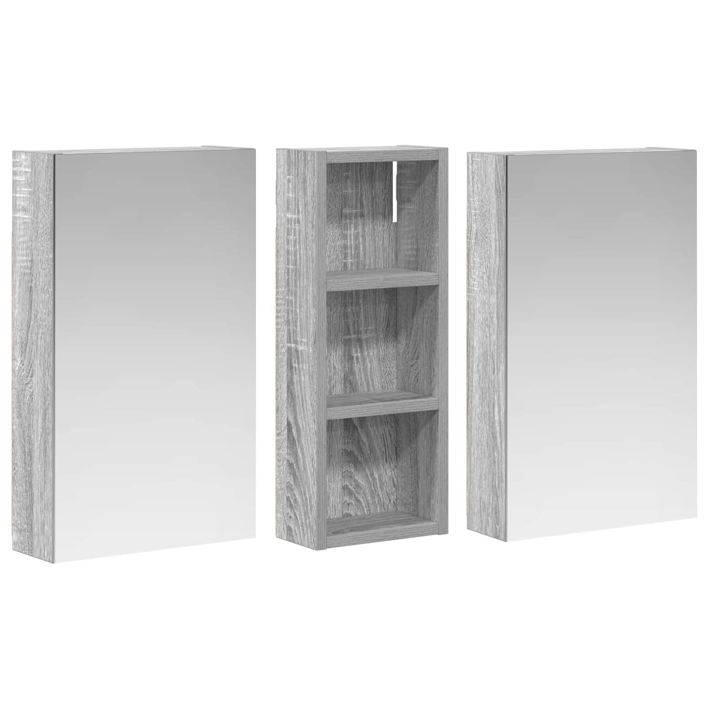Baderomsskapsett med dør 3 pcs 80 x 10,5 x 50 cm Konstruert tre