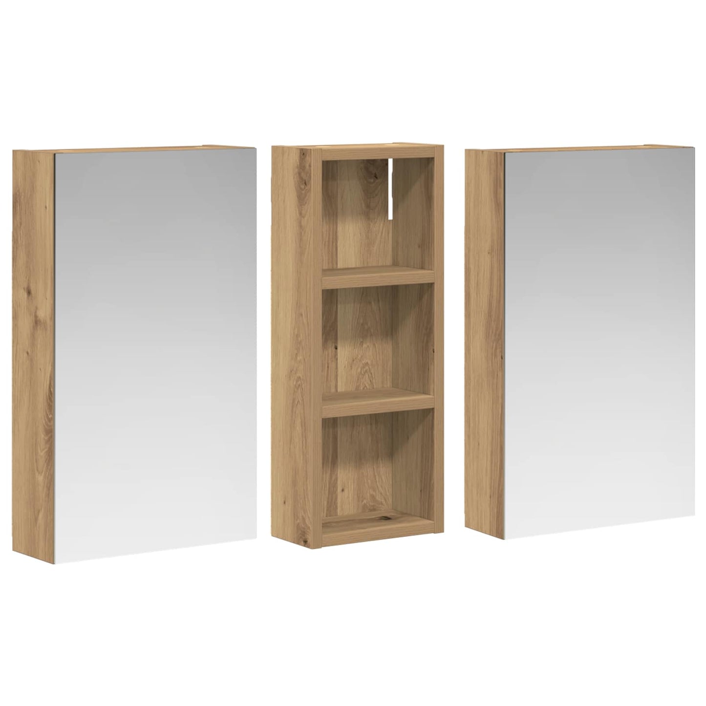 Baderomsskapsett 3 stk. 80 x 10,5 x 50 cm Konstruert tre