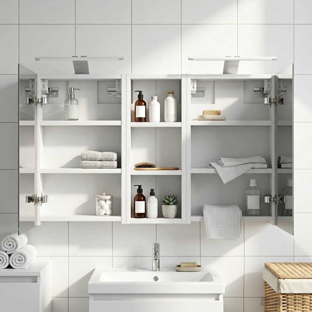 Baderomsskapsett med dør 3 pcs 80 x 10,5 x 50 cm Konstruert tre