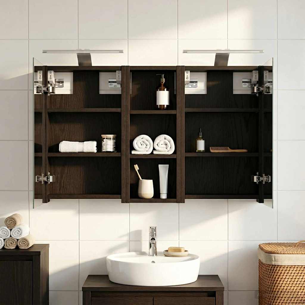 Baderomsskapsett med dør 3 pcs 80 x 10,5 x 50 cm Konstruert tre