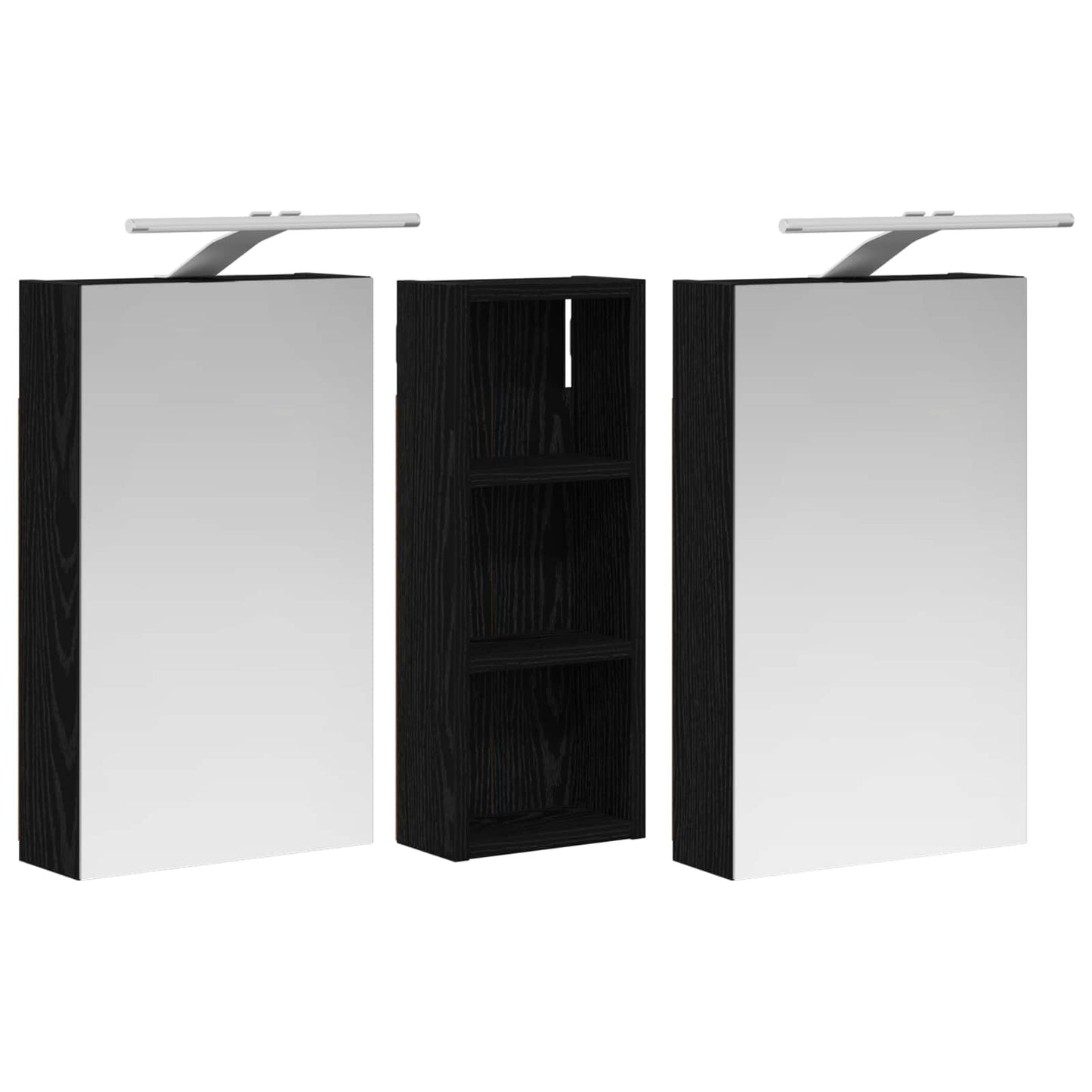 Baderomsskapsett med dør 3 pcs 80 x 10,5 x 50 cm Konstruert tre