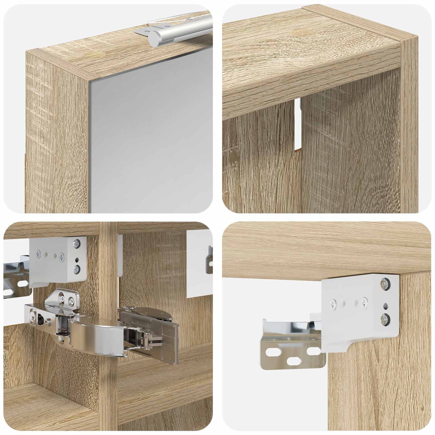 Baderomsskapsett med dør 3 pcs 80 x 10,5 x 50 cm Konstruert tre