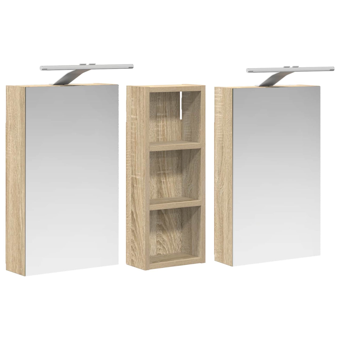 Baderomsskapsett med dør 3 pcs 80 x 10,5 x 50 cm Konstruert tre