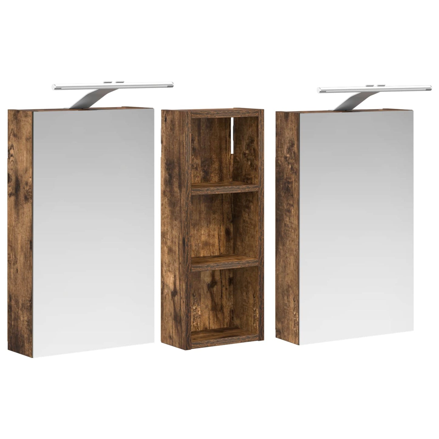 Baderomsskapsett med dør 3 pcs 80 x 10,5 x 50 cm Konstruert tre