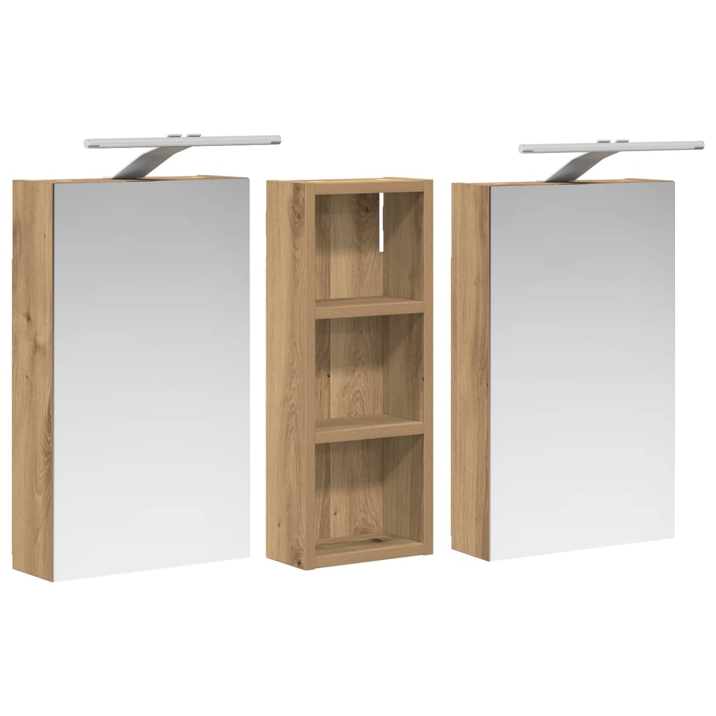 Baderomsskapsett 3 stk. 80 x 10,5 x 50 cm Konstruert tre