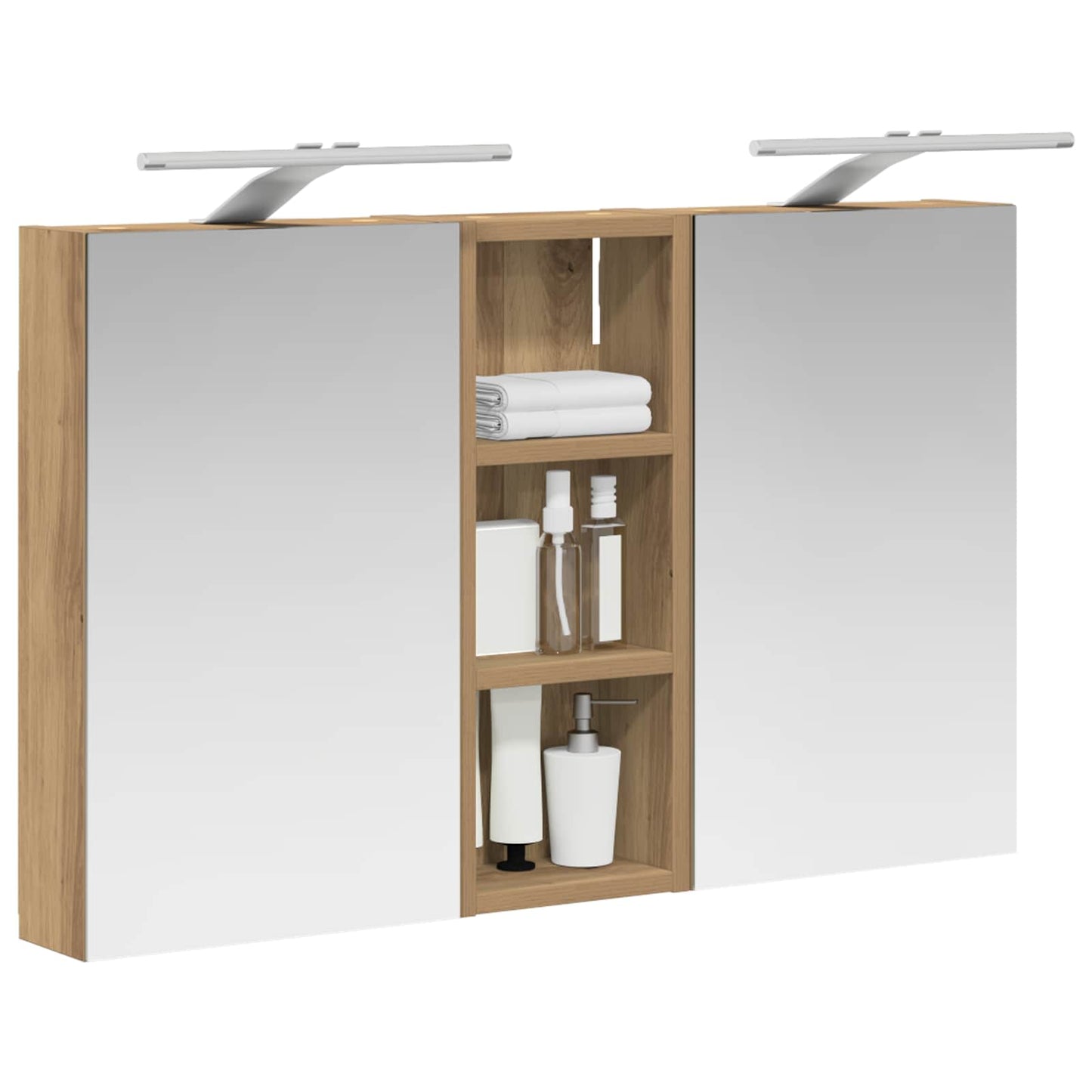 Baderomsskapsett 3 stk. 80 x 10,5 x 50 cm Konstruert tre