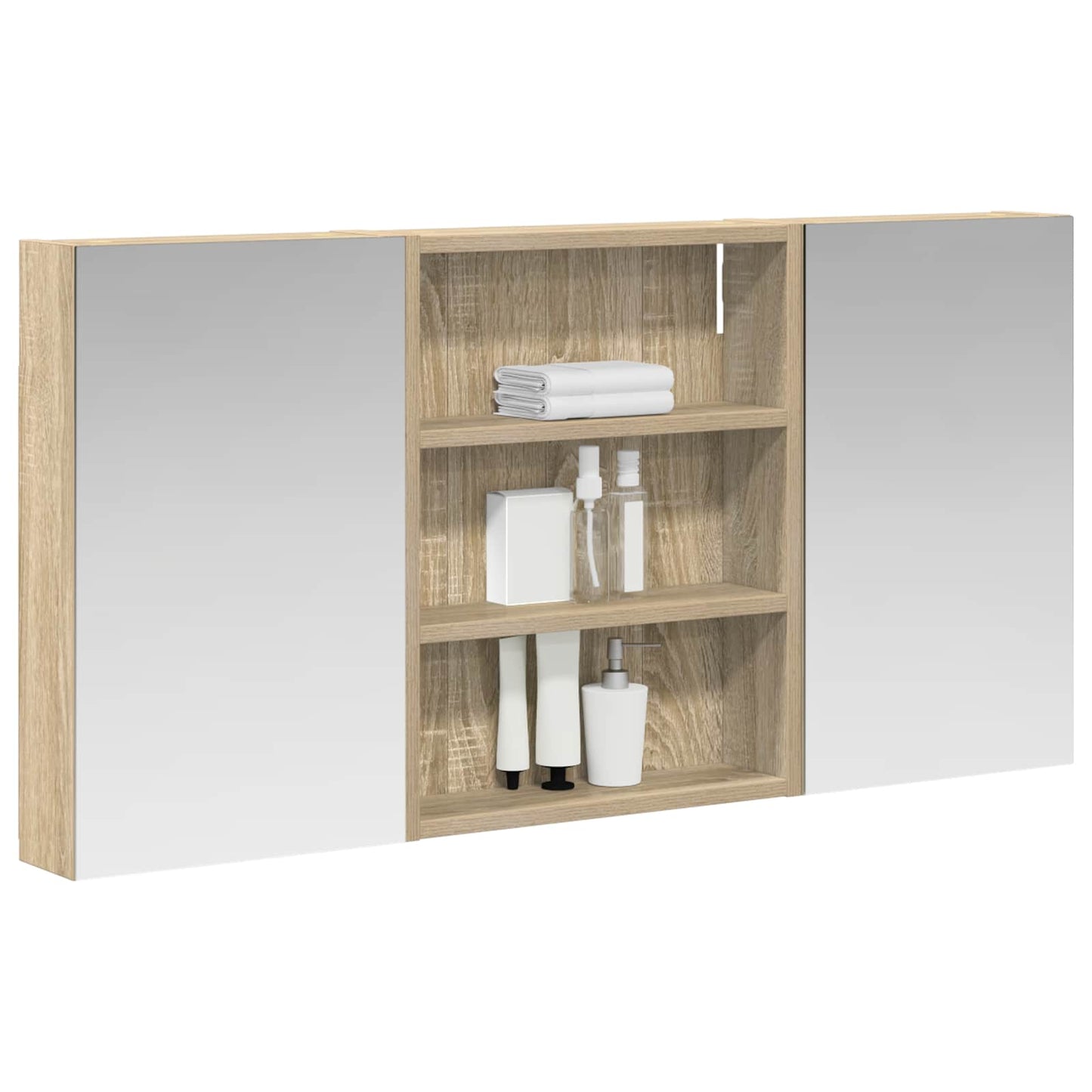 Baderomsskapsett 3 pcs 100 x 10,5 x 50 cm Konstruert tre