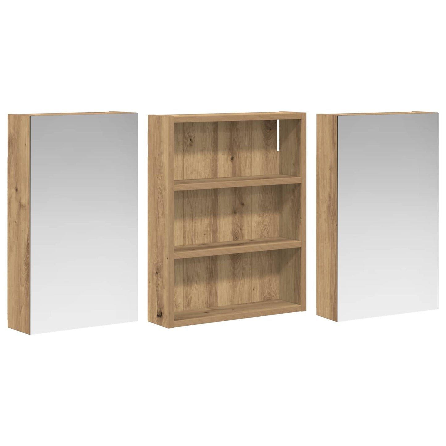 Baderomsskapsett 3 stk. 100 x 10,5 x 50 cm Konstruert tre