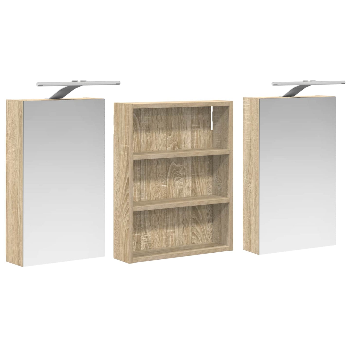 Baderomsskapsett 3 pcs 100 x 10,5 x 50 cm Konstruert tre