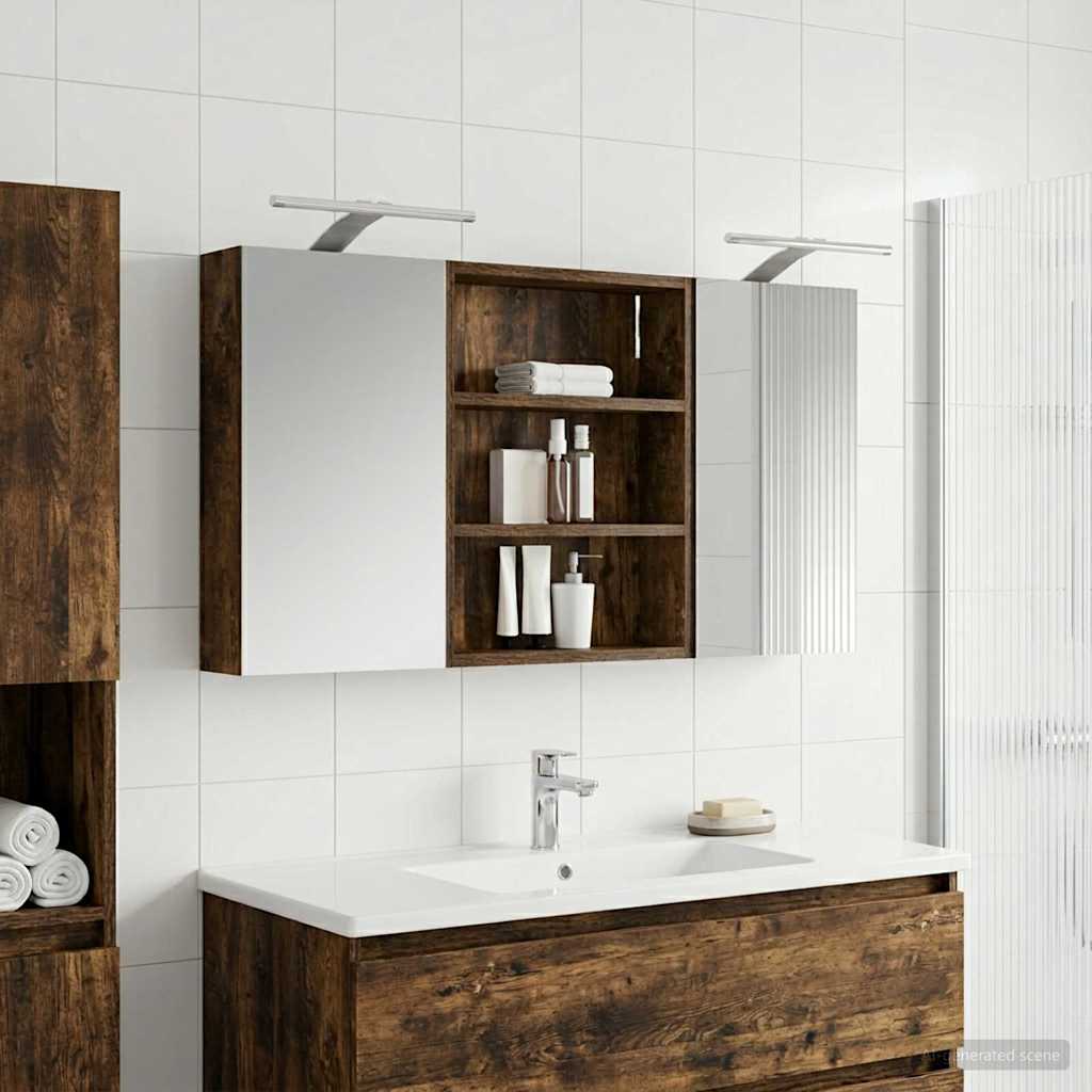 Baderomsskapsett 3 pcs 100 x 10,5 x 50 cm Konstruert tre