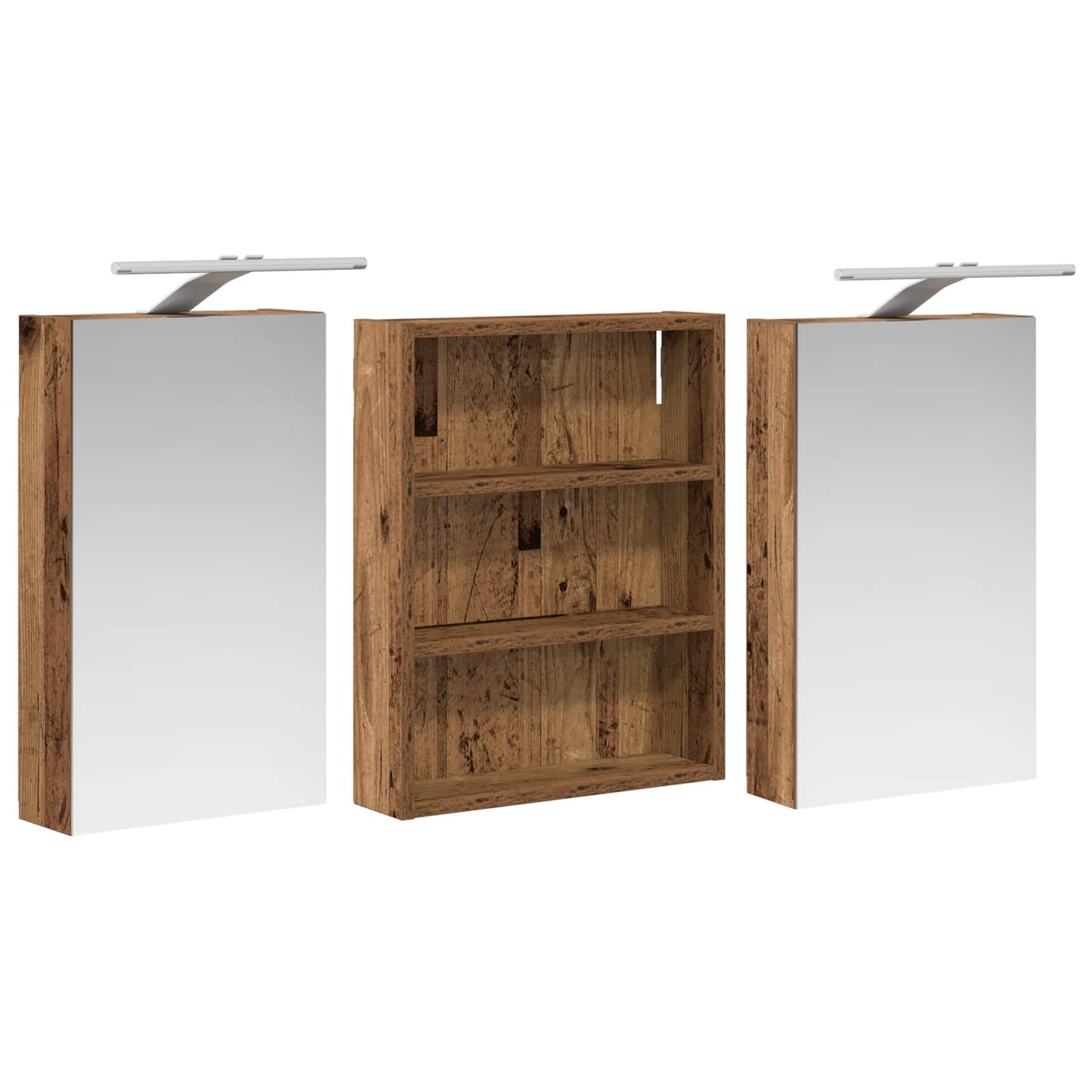 Baderomsskapsett 3 pcs 100 x 10,5 x 50 cm Konstruert tre