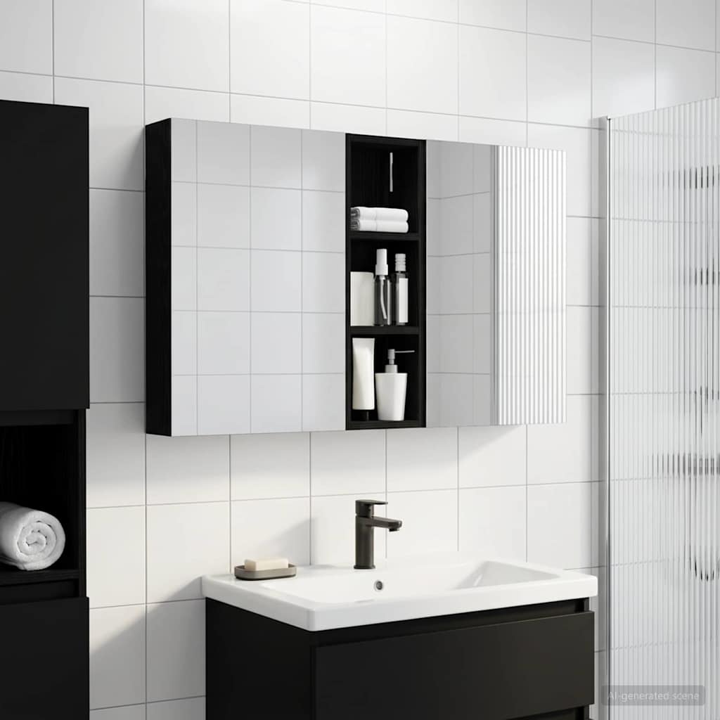 Baderomsskapsett 3 pcs 100 x 10,5 x 60,5 cm Konstruert tre