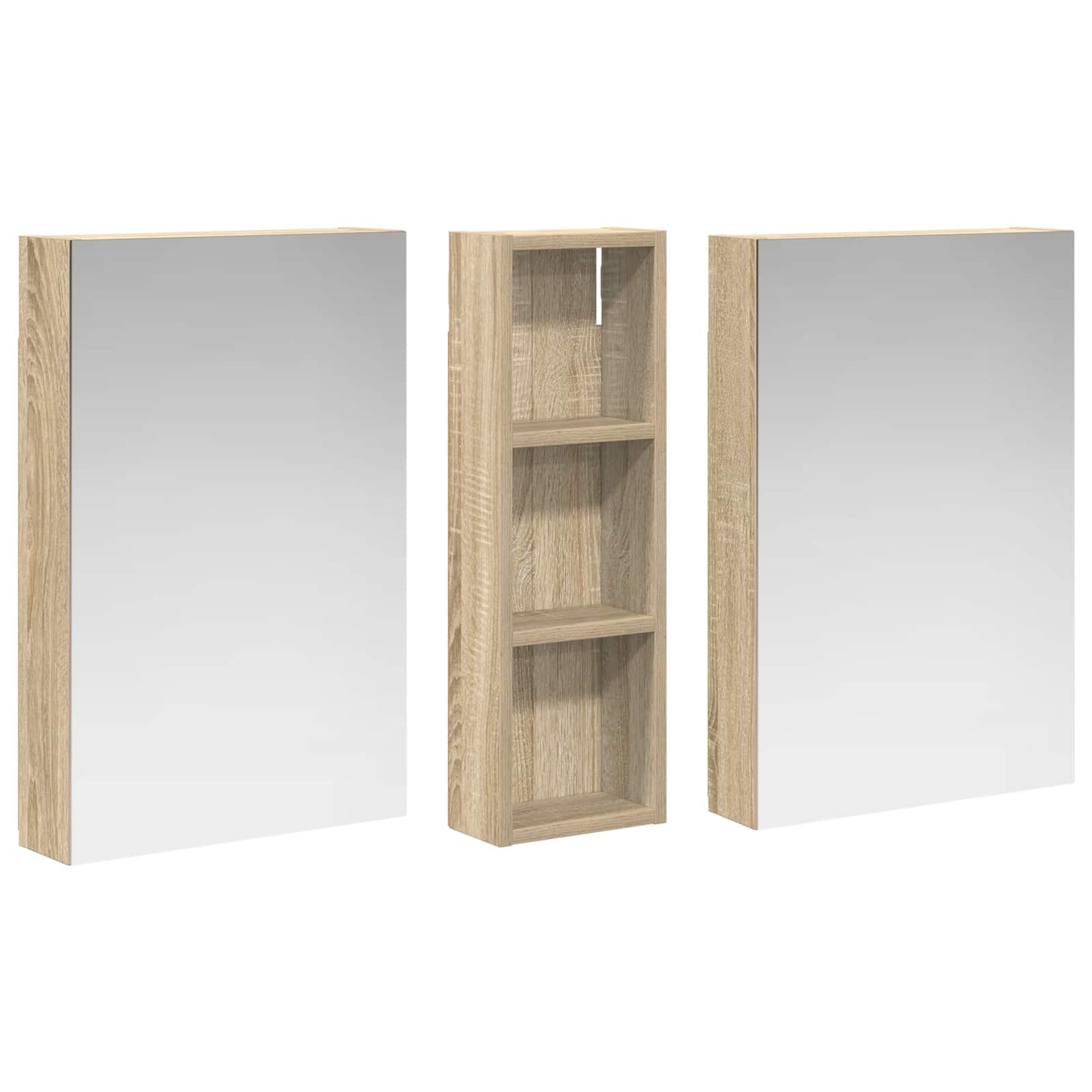 Baderomsskapsett 3 pcs 100 x 10,5 x 60,5 cm Konstruert tre
