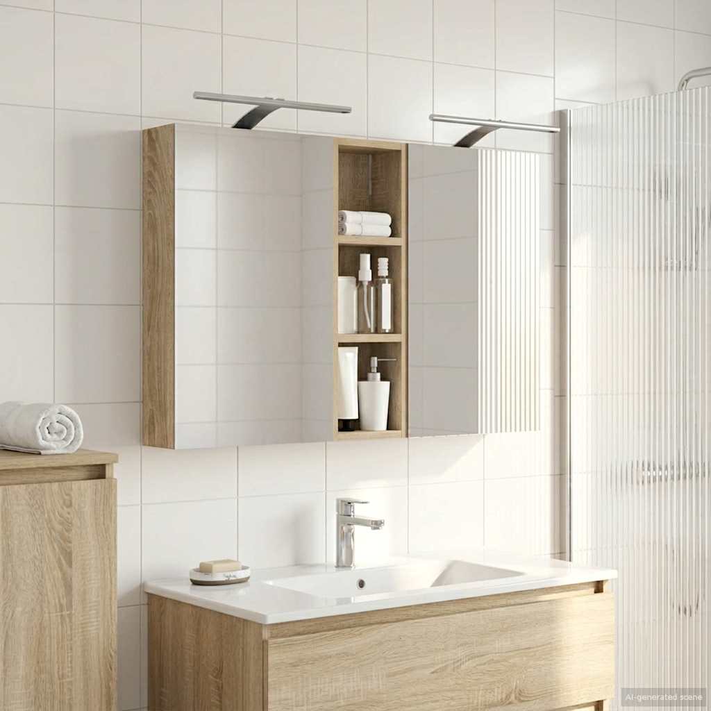 Baderomsskapsett 3 pcs 100 x 10,5 x 60,5 cm Konstruert tre
