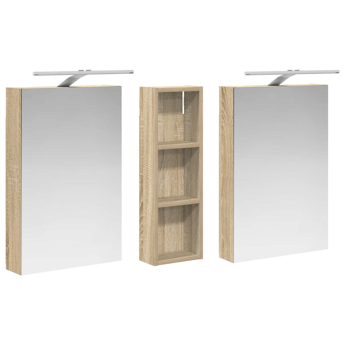 Baderomsskapsett 3 pcs 100 x 10,5 x 60,5 cm Konstruert tre