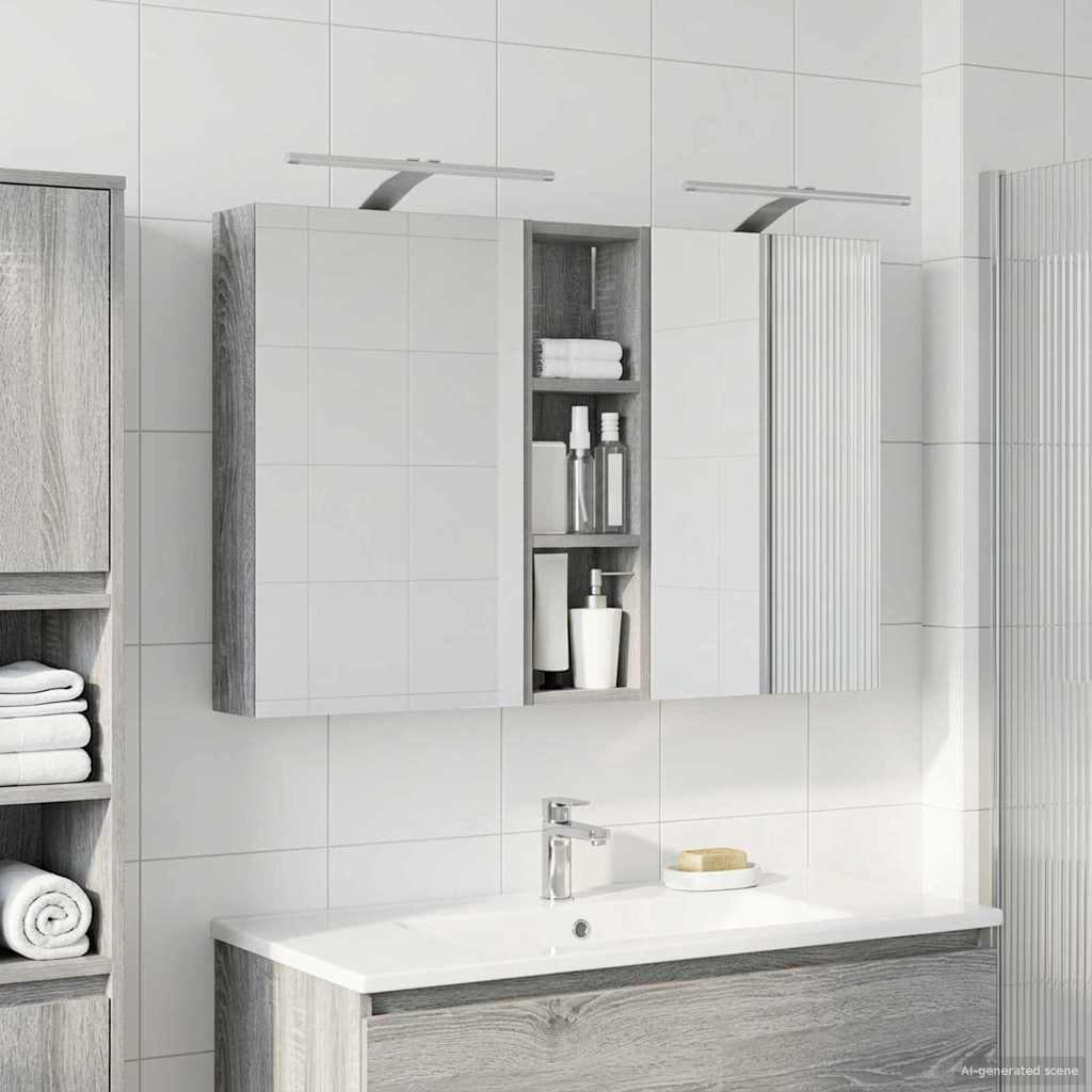 Baderomsskapsett 3 pcs 100 x 10,5 x 60,5 cm Konstruert tre