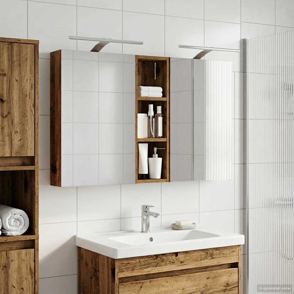 Baderomsskapsett 3 pcs 100 x 10,5 x 60,5 cm Konstruert tre