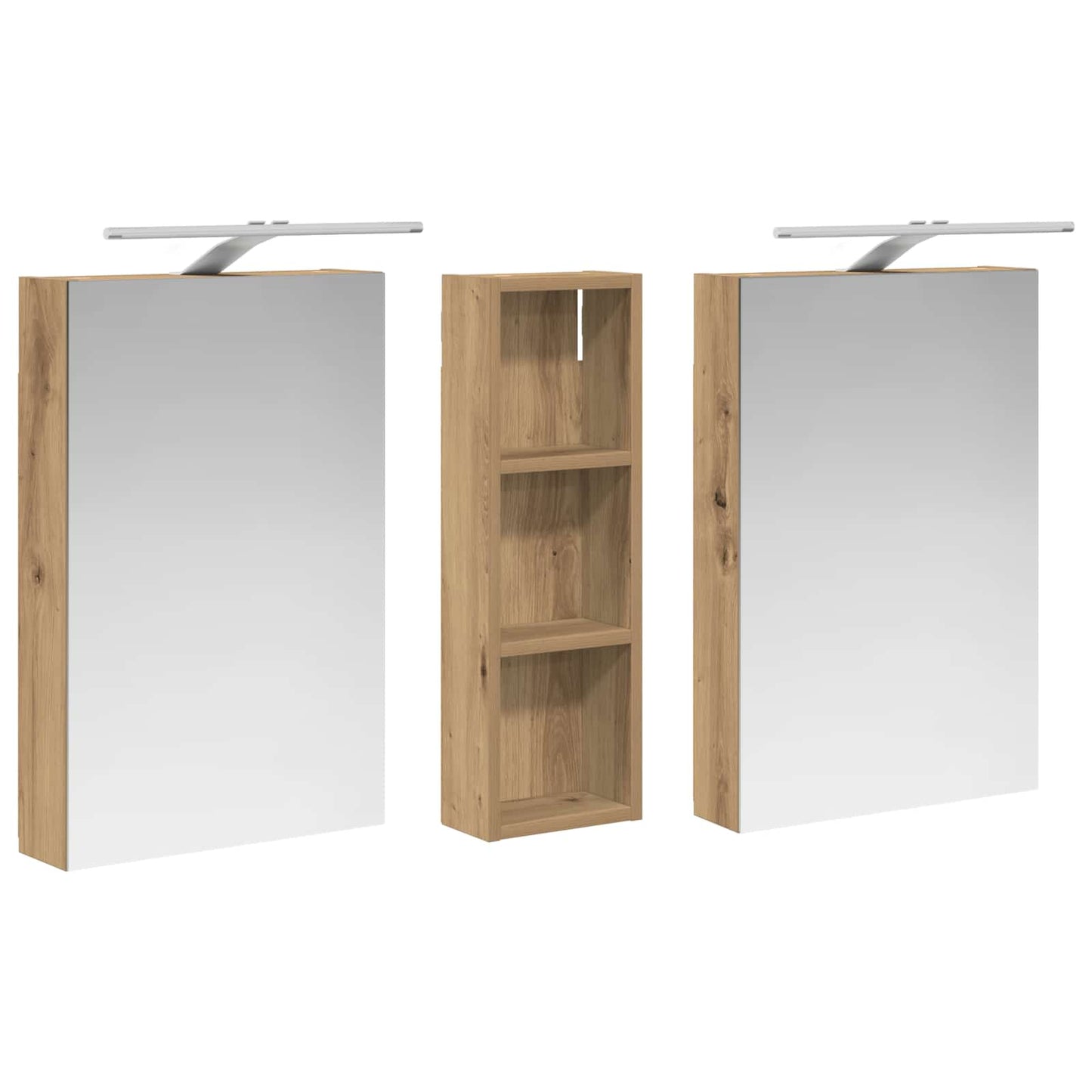 Baderomsskapsett 3 stk. 100 x 10,5 x 60,5 cm Konstruert tre