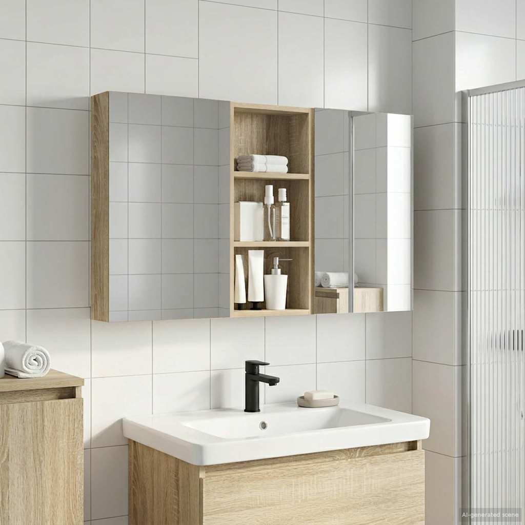 Baderomsskapsett 3 pcs 110 x 10,5 x 60,5 cm Konstruert tre