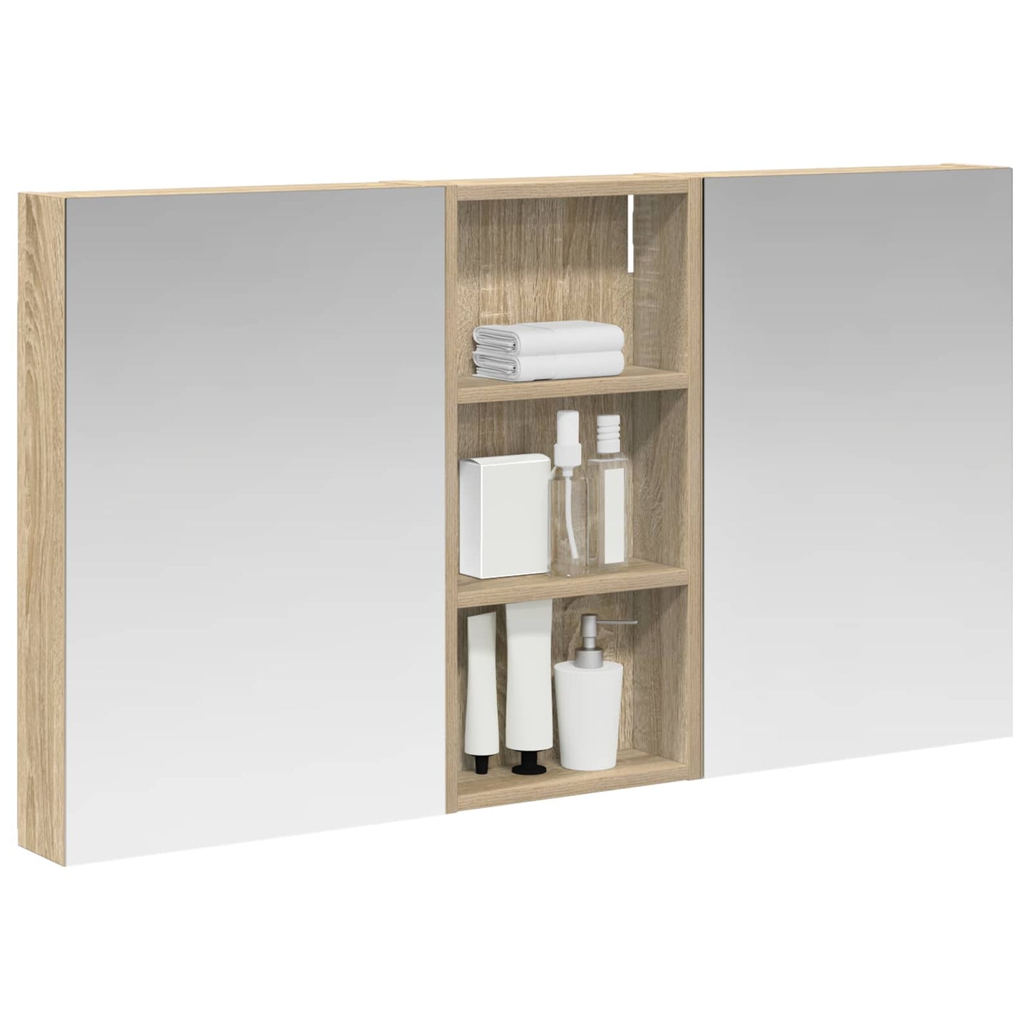 Baderomsskapsett 3 pcs 110 x 10,5 x 60,5 cm Konstruert tre