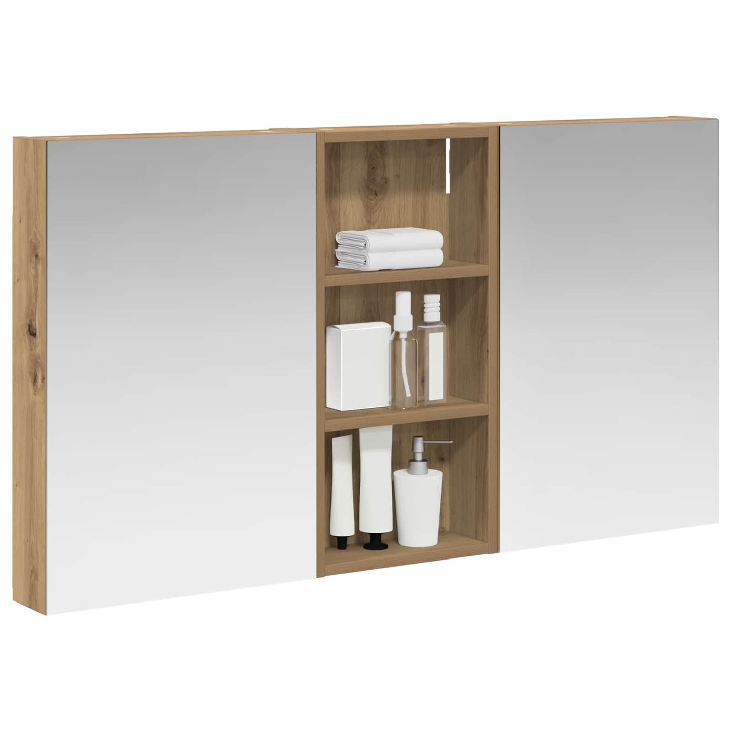 Baderomsskapsett 3 stk. 110 x 10,5 x 60,5 cm Konstruert tre