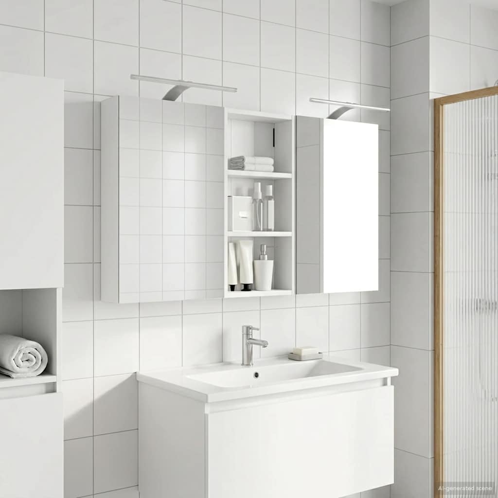 Baderomsskapsett 3 pcs 110 x 10,5 x 60,5 cm Konstruert tre