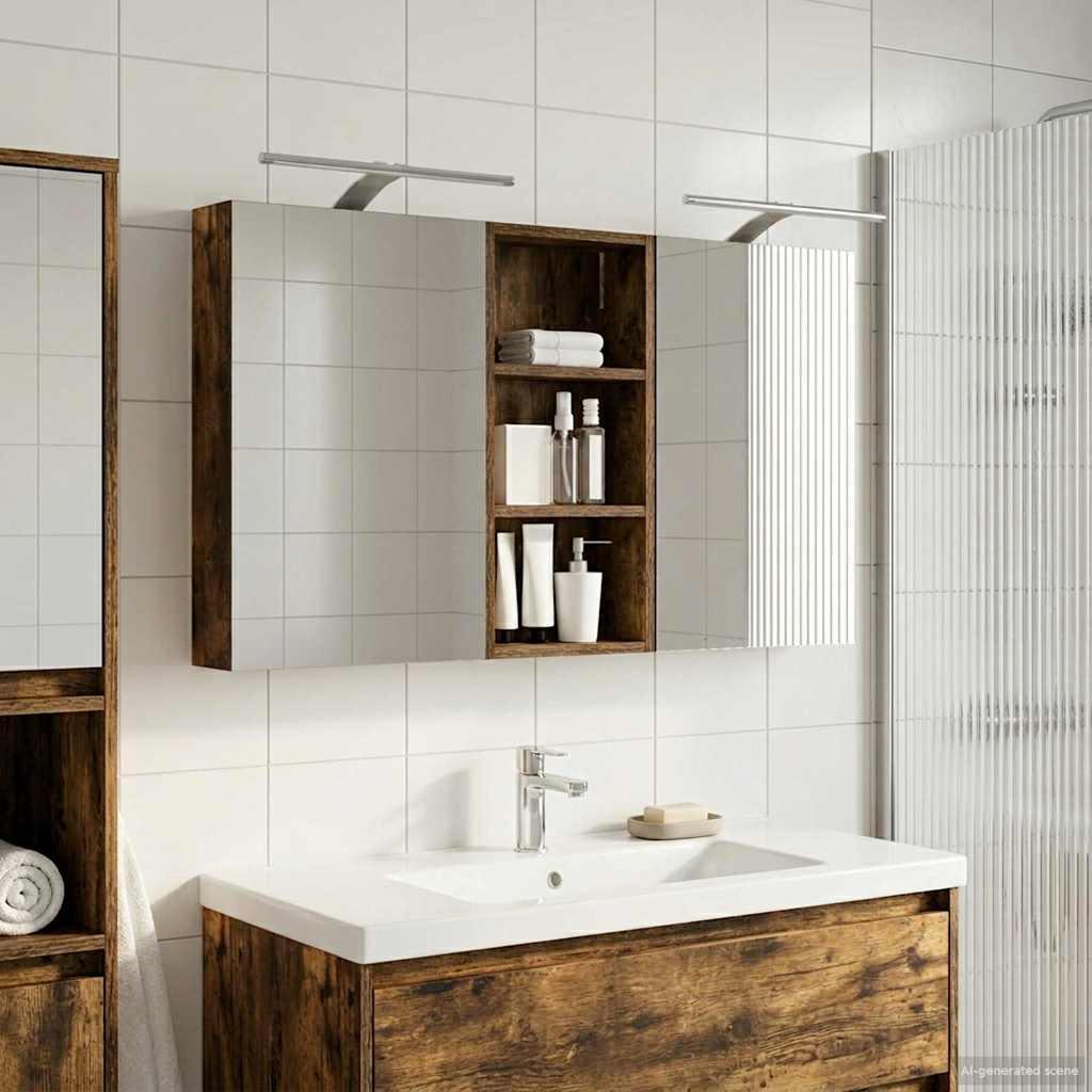 Baderomsskapsett 3 pcs 110 x 10,5 x 60,5 cm Konstruert tre