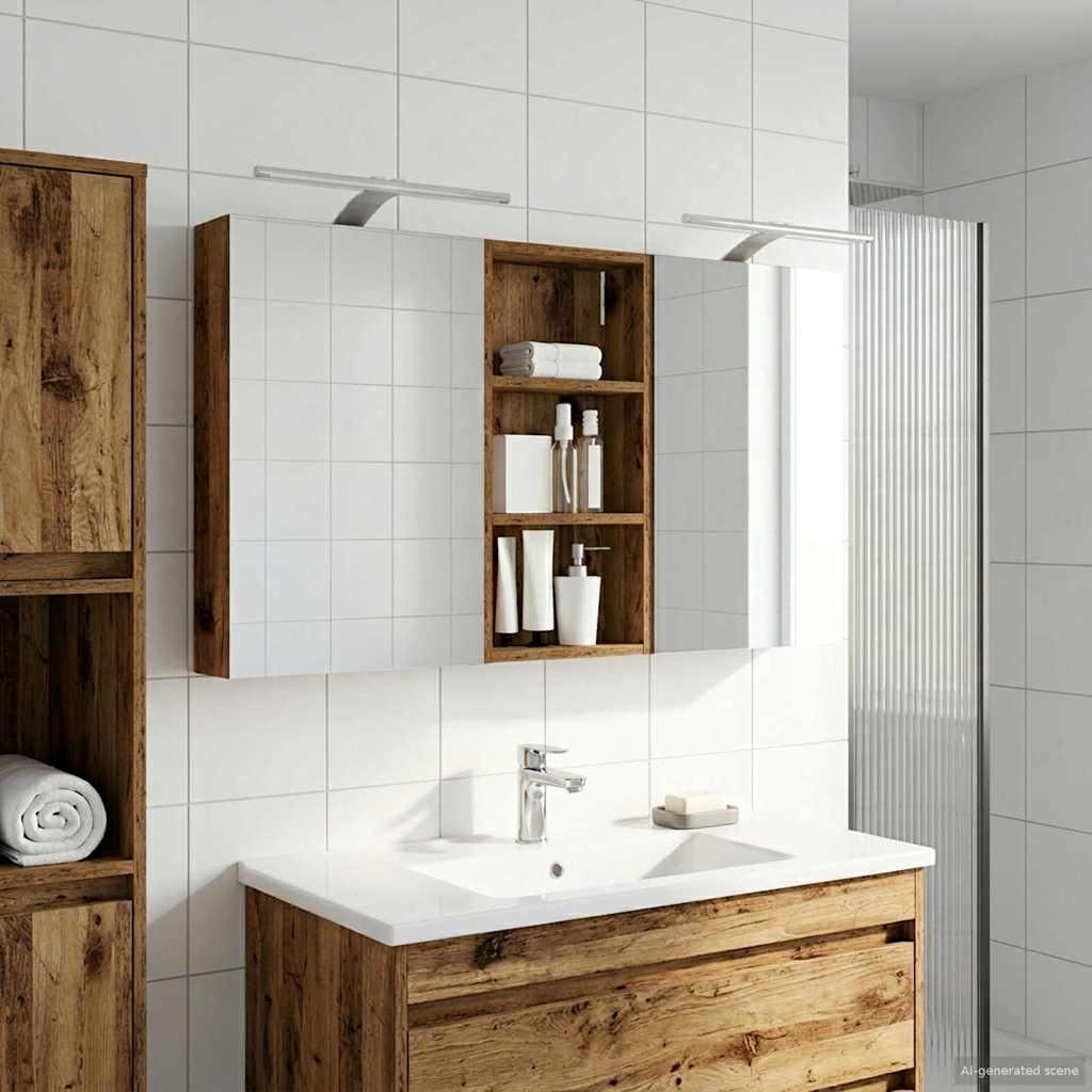 Baderomsskapsett 3 pcs 110 x 10,5 x 60,5 cm Konstruert tre