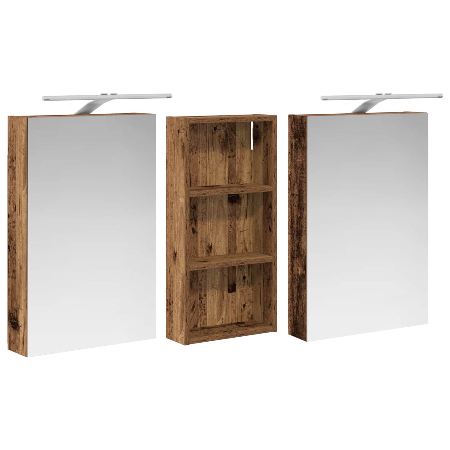 Baderomsskapsett 3 pcs 110 x 10,5 x 60,5 cm Konstruert tre