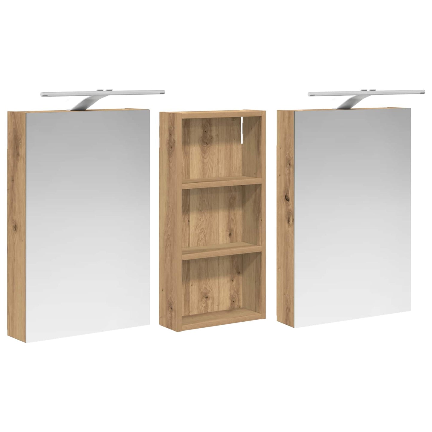 Baderomsskapsett 3 stk. 110 x 10,5 x 60,5 cm Konstruert tre