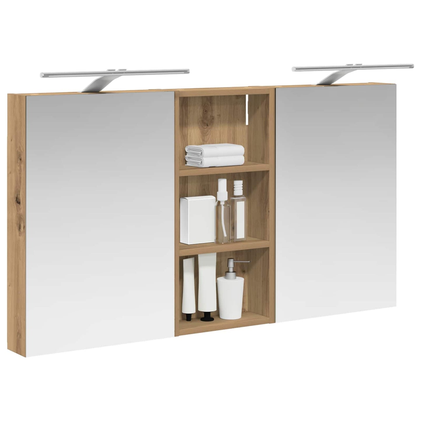 Baderomsskapsett 3 stk. 110 x 10,5 x 60,5 cm Konstruert tre