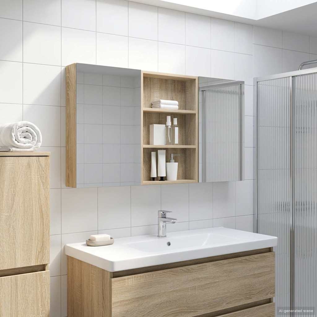 Baderomsskapsett 3 pcs 120 x 10,5 x 60,5 cm Konstruert tre