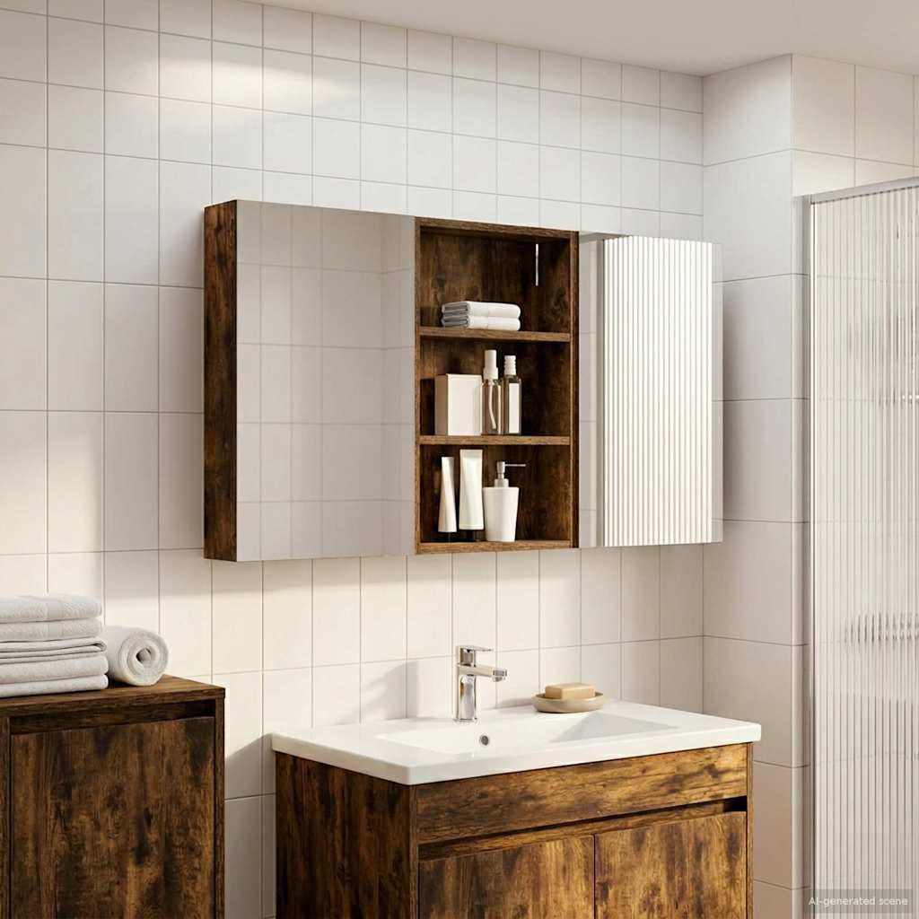 Baderomsskapsett 3 pcs 120 x 10,5 x 60,5 cm Konstruert tre