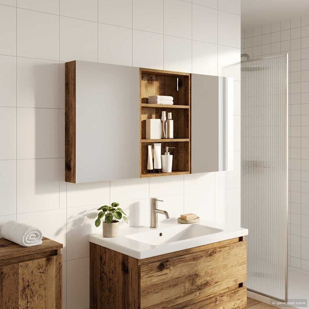 Baderomsskapsett 3 pcs 120 x 10,5 x 60,5 cm Konstruert tre