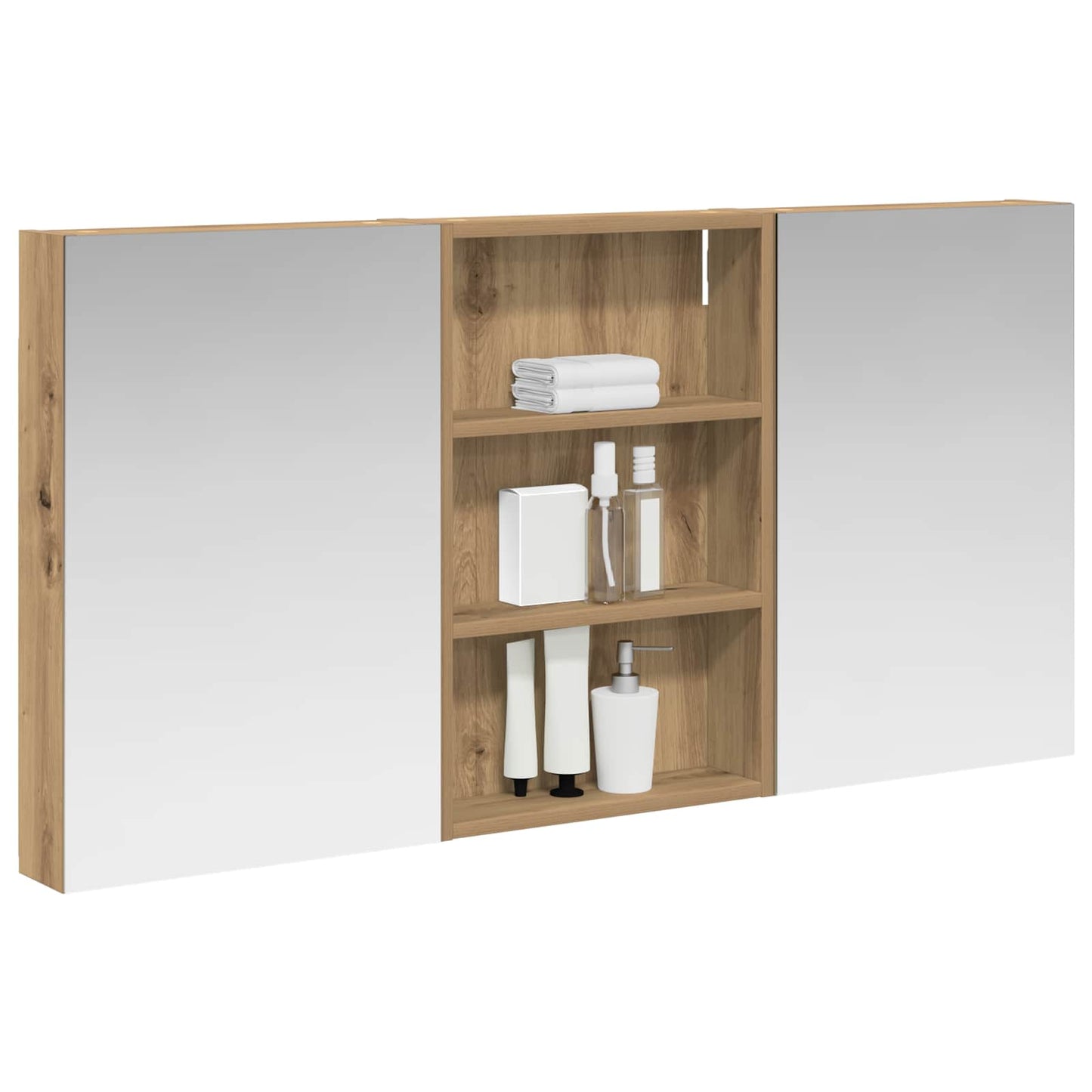 Baderomsskapsett 3 stk. 120 x 10,5 x 60,5 cm Konstruert tre