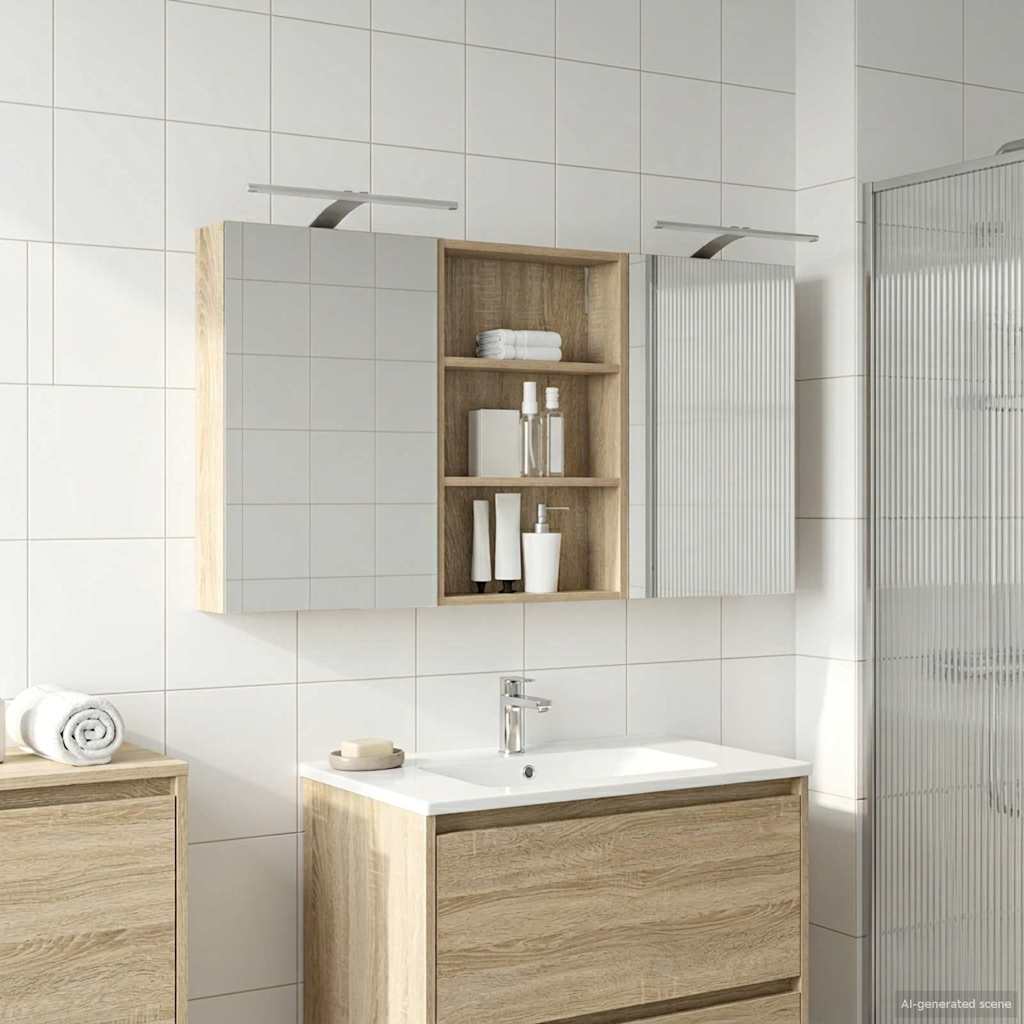 Baderomsskapsett 3 pcs 120 x 10,5 x 60,5 cm Konstruert tre