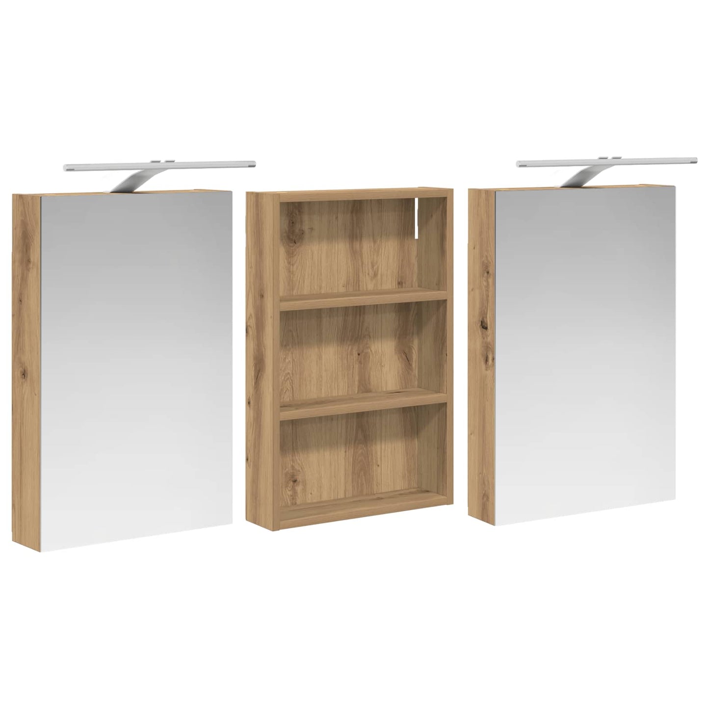Baderomsskapsett 3 stk. 120 x 10,5 x 60,5 cm Konstruert tre