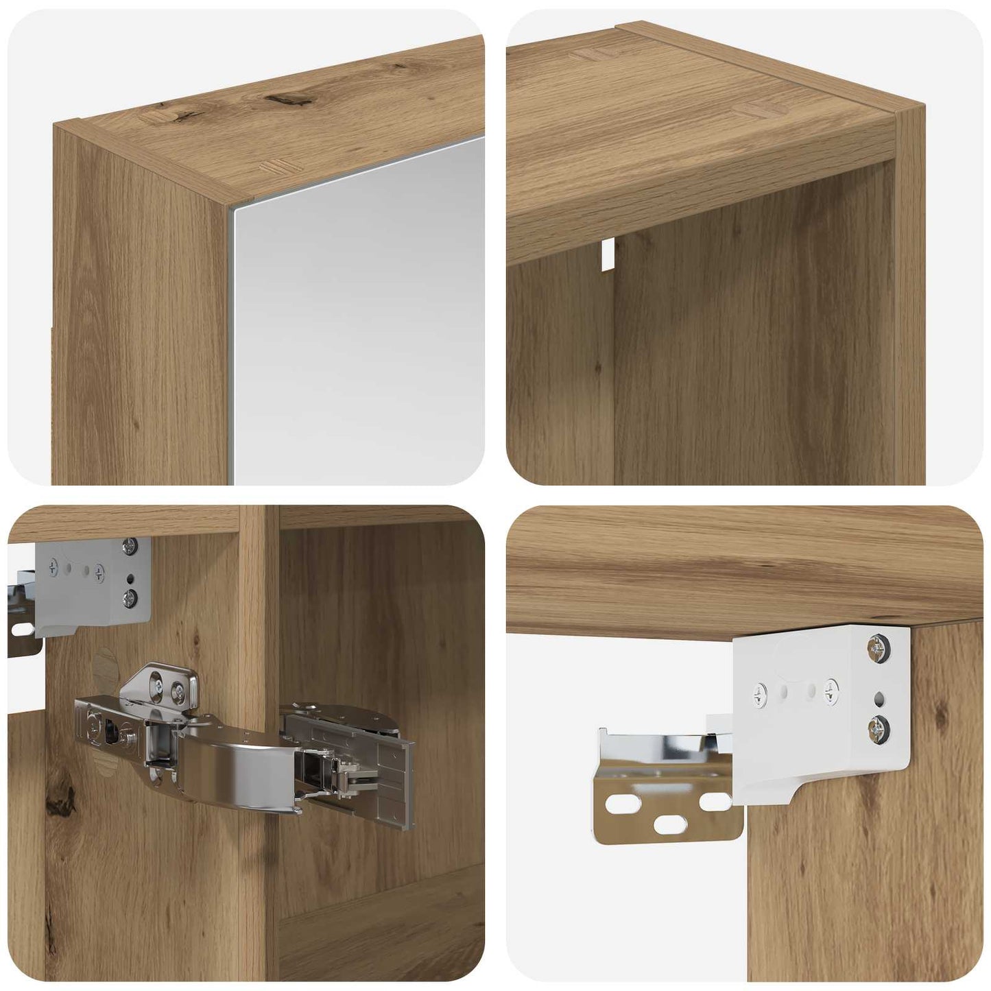 Baderomsskapsett 3 stk. 120 x 14,5 x 70 cm Konstruert tre