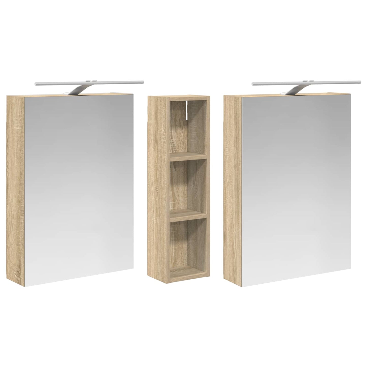 Baderomsskapsett 3 pcs 120 x 14,5 x 70 cm Konstruert tre