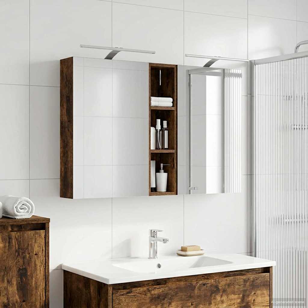 Baderomsskapsett 3 pcs 120 x 14,5 x 70 cm Konstruert tre